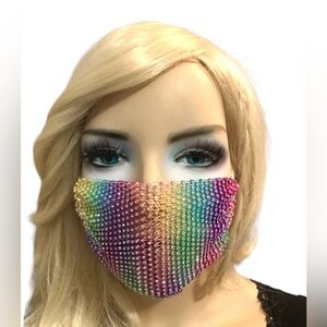 Colorful Rhinestone Mesh Breathable Fashion Face Covering Set of Three NWT